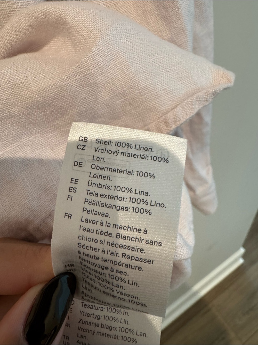 COS Oversized Linen Button Down Shirt, Lilac, 14